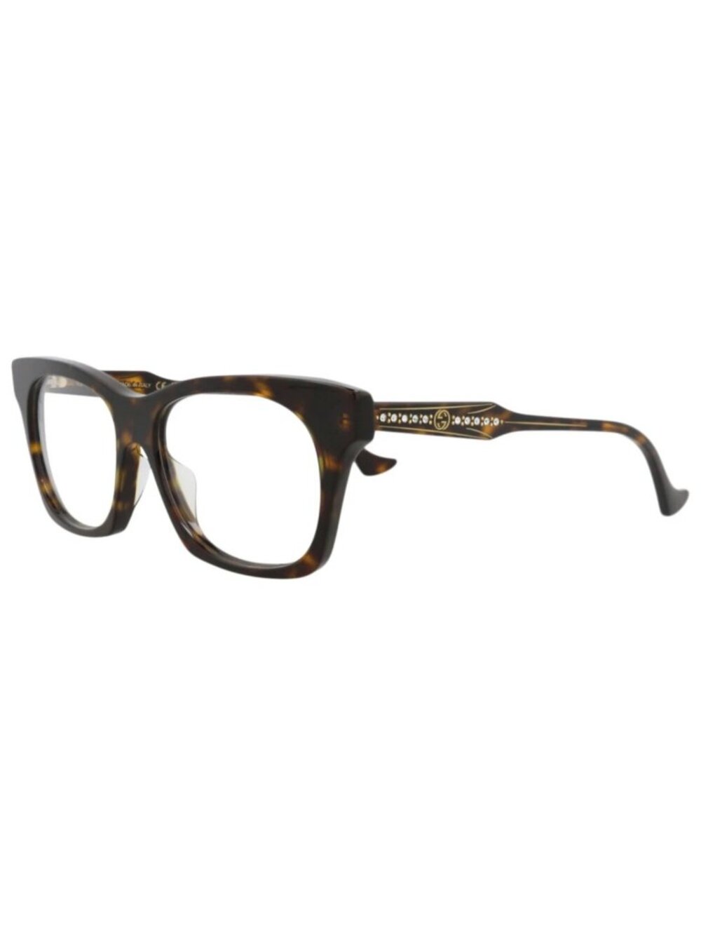 New Gucci Women's Eyeglasses Cat Eye Recycled Acetate Frame Havana Havana